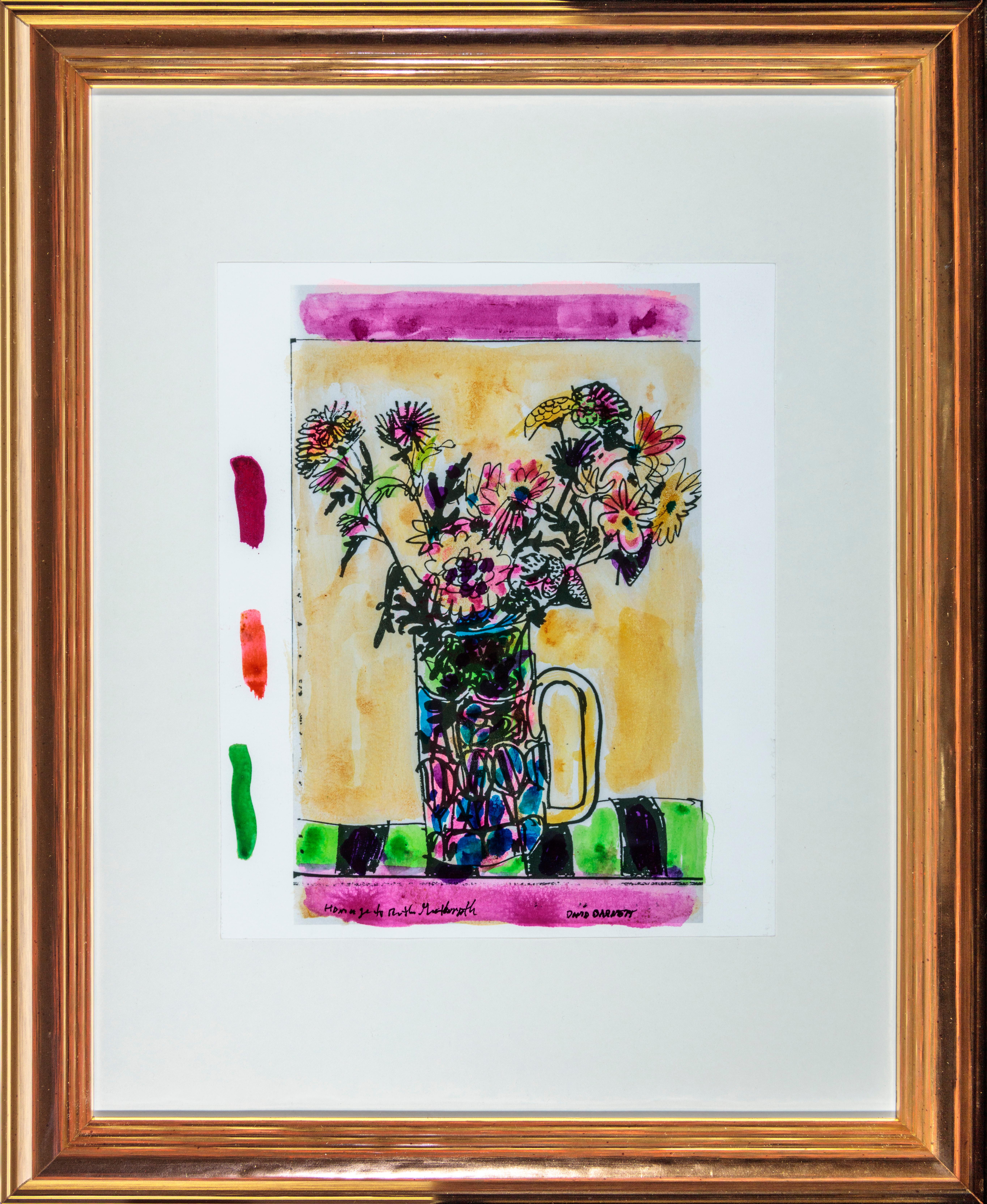 Hommage an Ruth Grotenrath: Blumen mit Glasvase – Painting von David Barnett