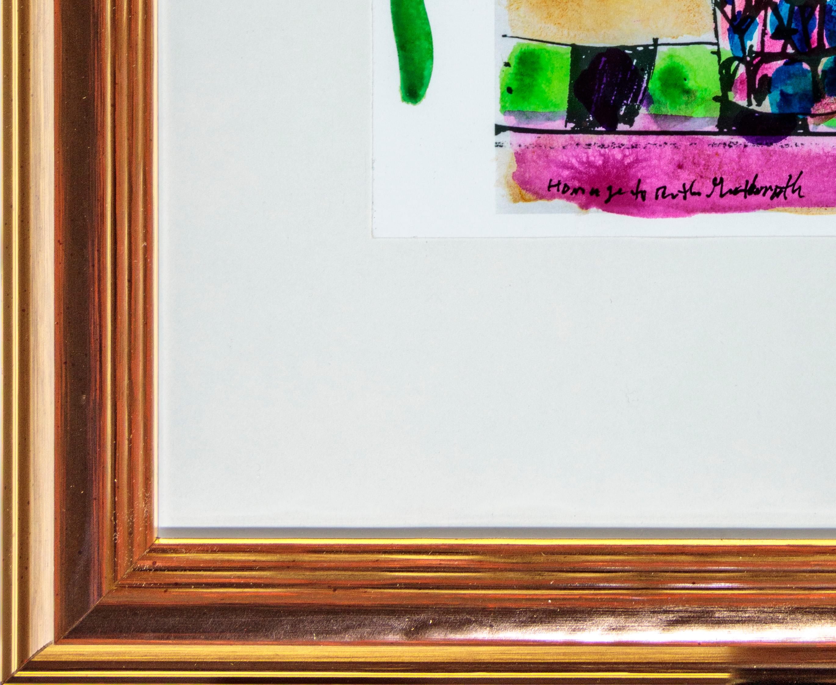 Hommage an Ruth Grotenrath: Blumen mit Glasvase (Beige), Still-Life Painting, von David Barnett