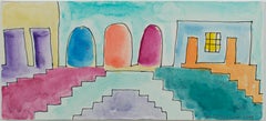 Used "Impressions of Mexico City: Three Doors, " Original Watercolor by David Barnett