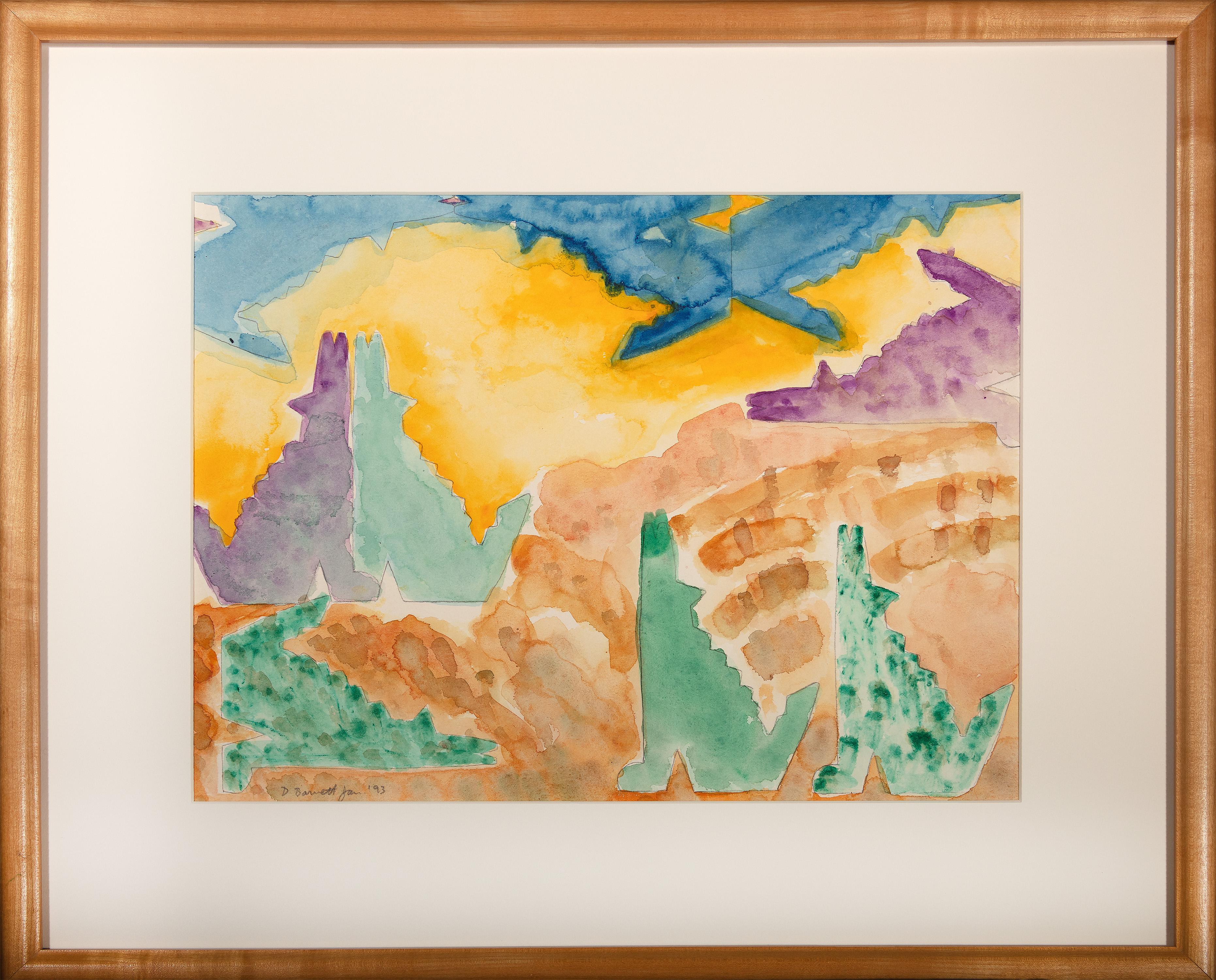 Landschaft mit Kojoten, verkleidet als Kakteen – Art von David Barnett
