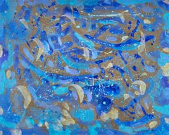 Rhapsody in Blue I, dipinto astratto ad acrilico, incorniciato, 2010 – 24x30 in