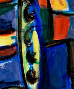 "Room Interior" abstract cubist cubism dark colorful pop mellow 60's signed