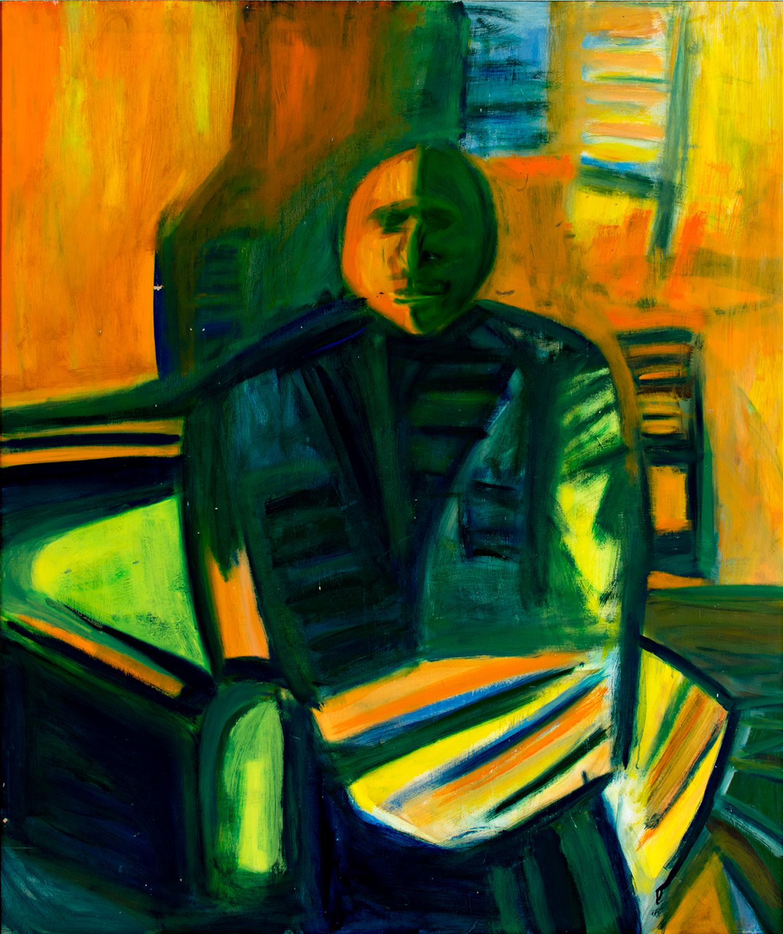 "Autoritratto", Acrilico astratto su masonite firmato da David Barnett