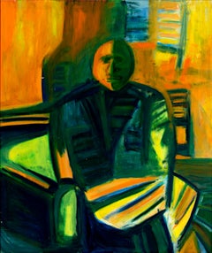 "Self Portrait, " Abstract Acrylic on Masonite signed by David Barnett