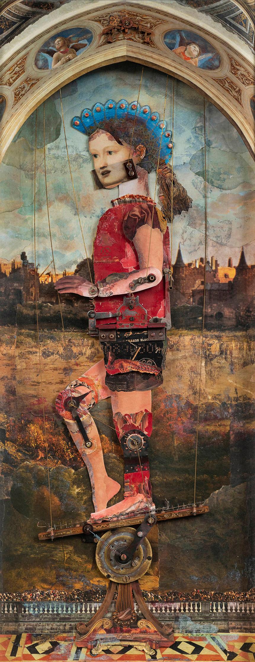 David Barnett Figurative Painting - Surreal Collage: 'Arduous Journey'