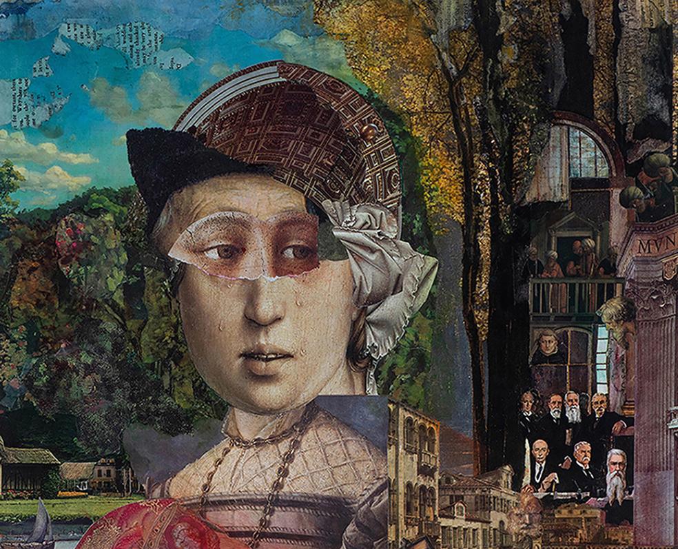 Surreal Collage: 'The Witness' - Surrealist Mixed Media Art by David Barnett