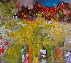 "Cascata nella foresta", Paesaggio astratto originale firmato da David Barnett