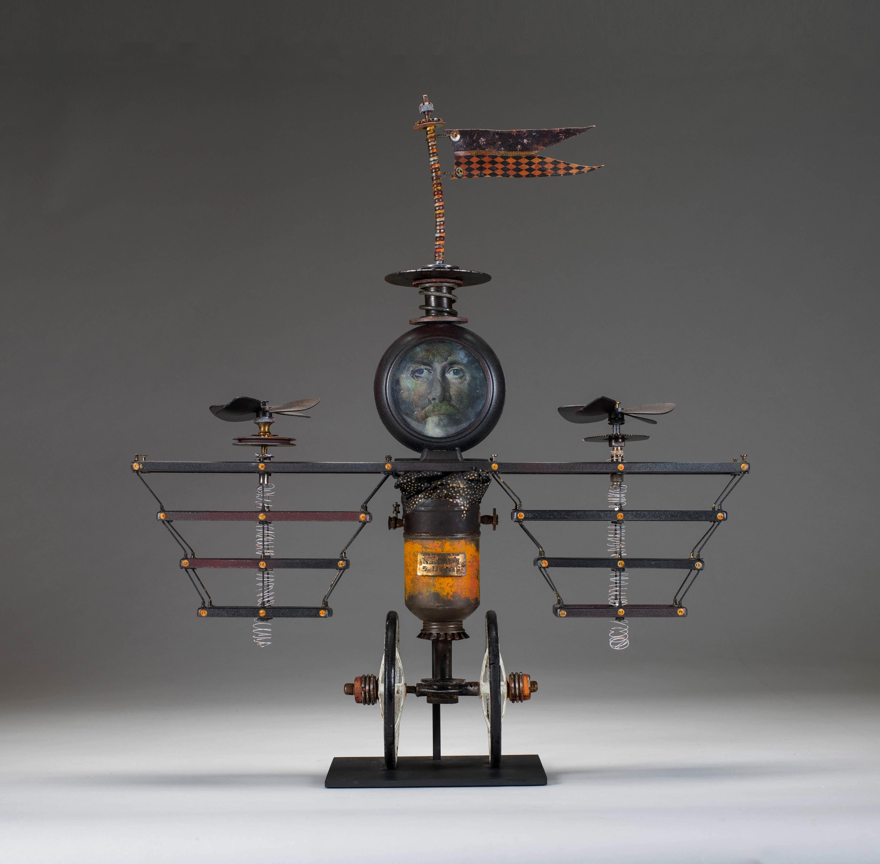 Figurative Sculpture David Barnett - Sculpture surréaliste : "Clock Shop" (magasin d'horlogerie)