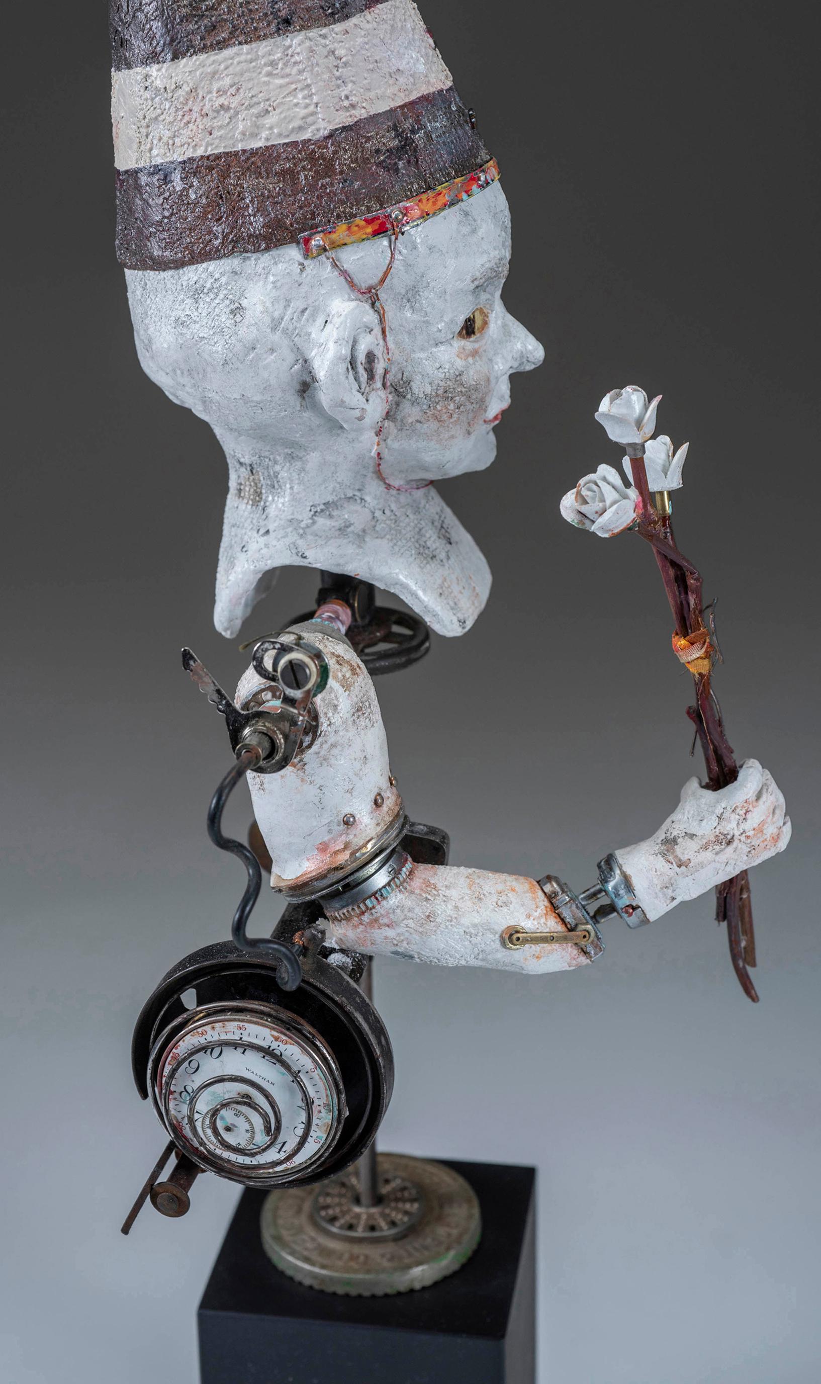 Surreal Sculpture: 'White Rose' - Surrealist Mixed Media Art by David Barnett