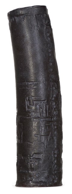 "Tool Relief II, " Original Stoneware Cylinder Vase signed by David Barnett