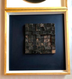 Modernist Detroit Table Sculpture Wood Collage Box Assemblage Americordo Copper