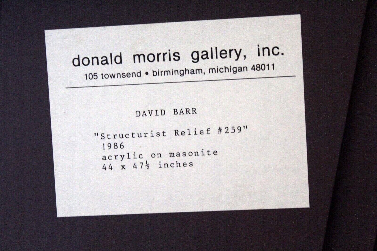 David Barr Structuralist Relief #259 Signed Acrylic Painting on Masonite, 1986 4