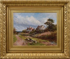 19th Century Landscape oil painting of an Inn near Malvern, Worcestershire