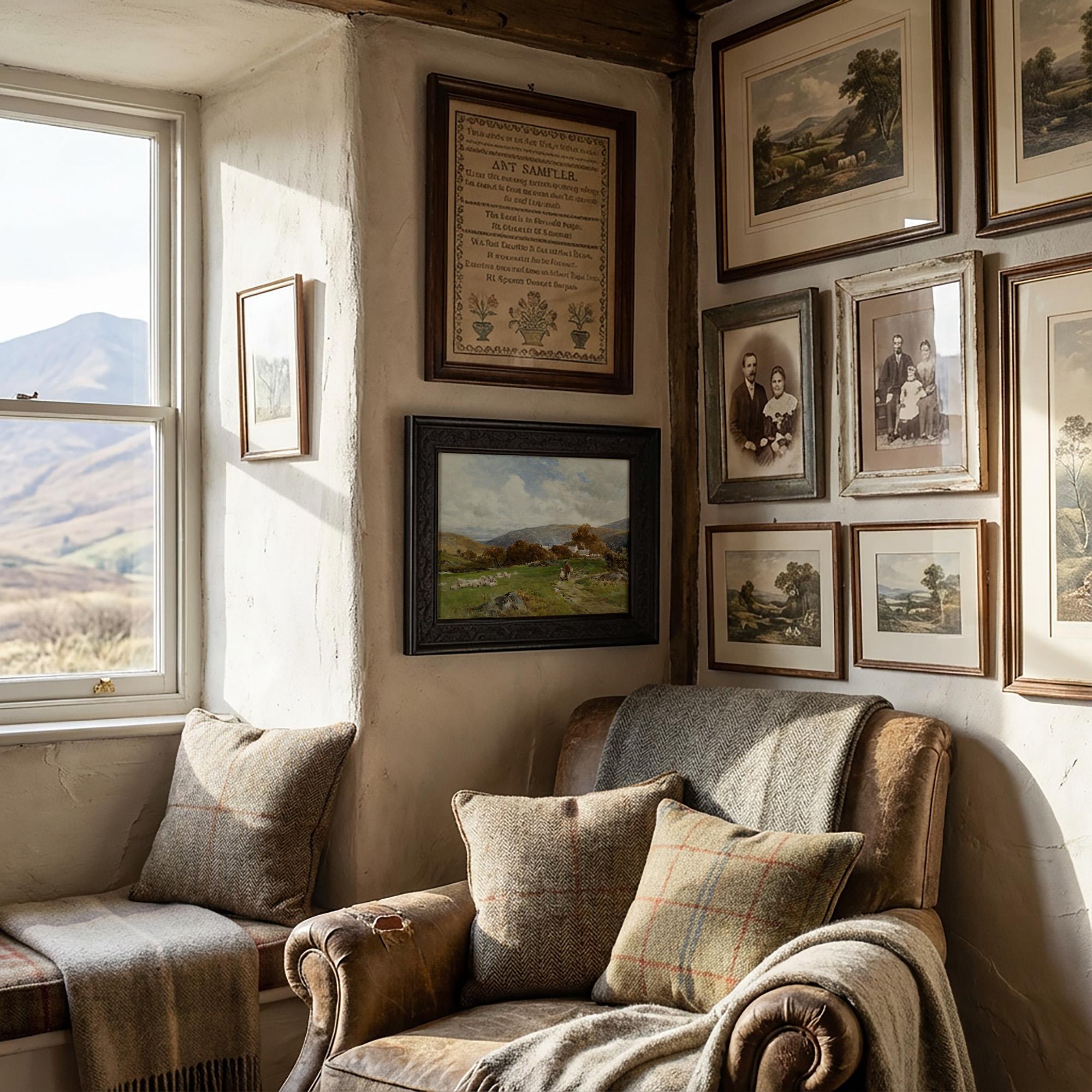 David Bates, Hinter dem Dorf, Capel Curig – Painting von David Bates b.1840