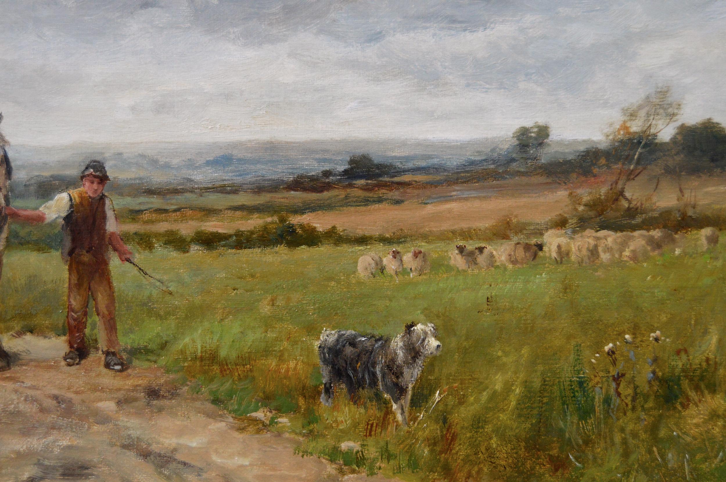 Peinture à l'huile du Worcestershire du début du 20e siècle représentant une équipe de travailleurs du plough  - Marron Figurative Painting par David Bates b.1840