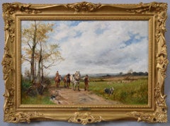 Early 20th Century Worcestershire landscape oil painting of a plough team 