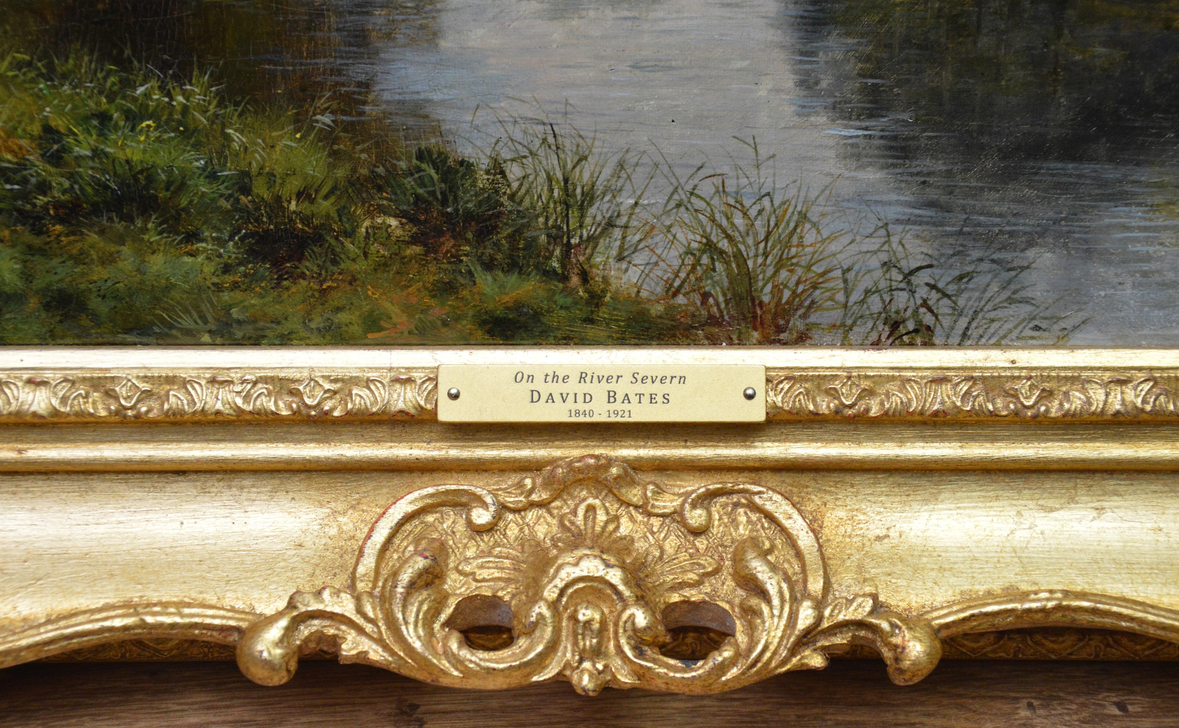 On the River Severn - 19th Century Victorian Landscape Oil Painting 3