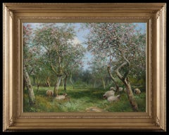 Antique oil painting Blossom Tree Impressionist Signed by David Bates 1910