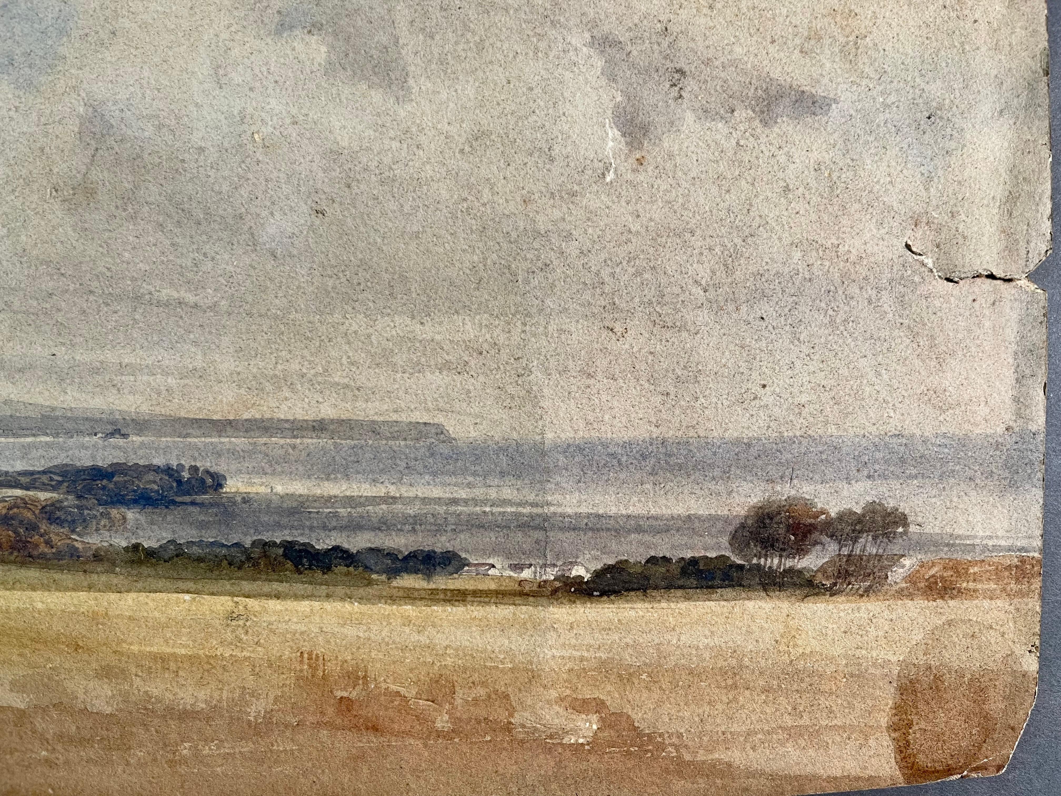 Édouardien David Bates Aquarelle Paysage 19ème siècle Double face en vente