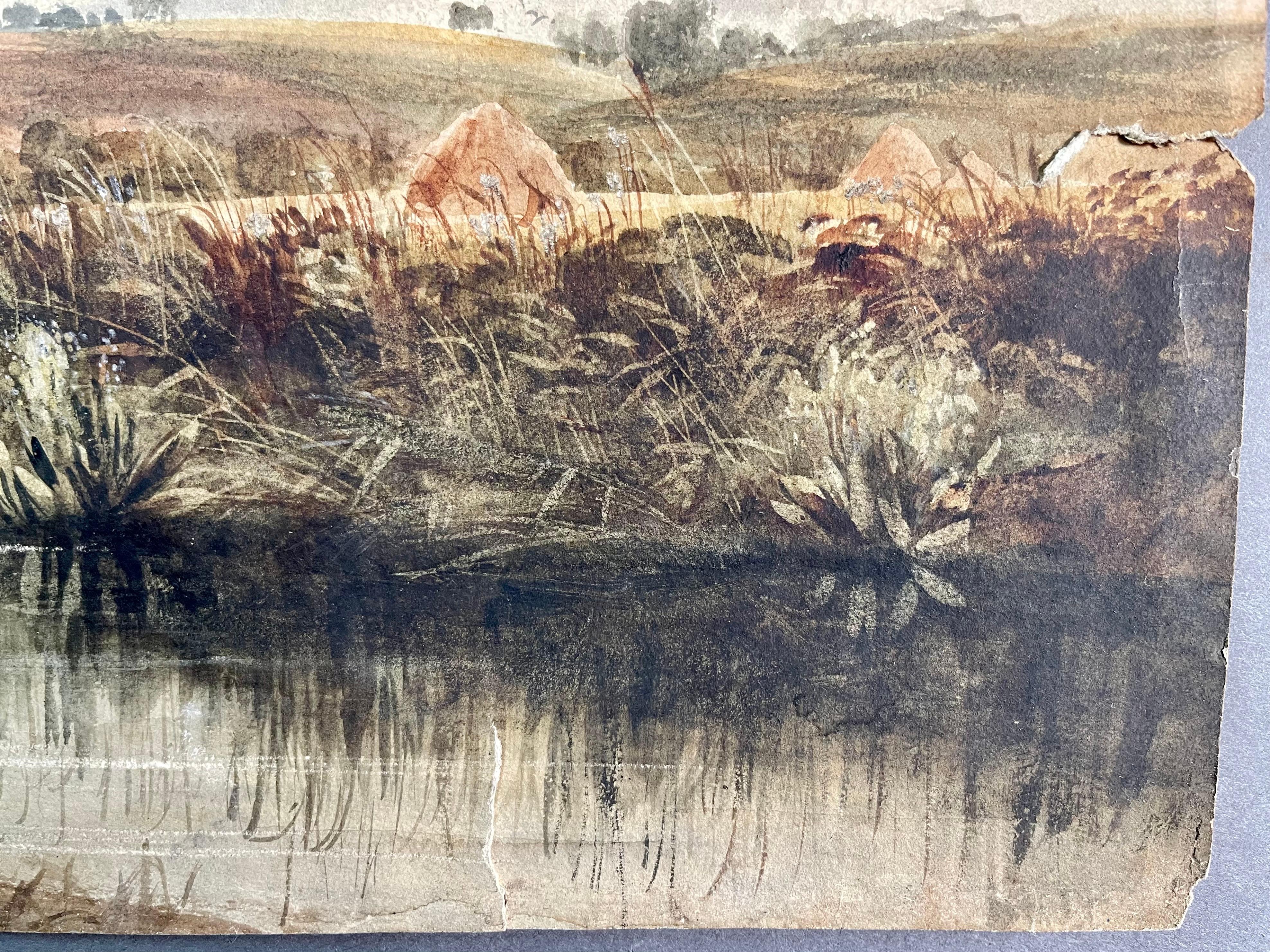 Anglais David Bates Aquarelle Paysage 19ème siècle Double face en vente