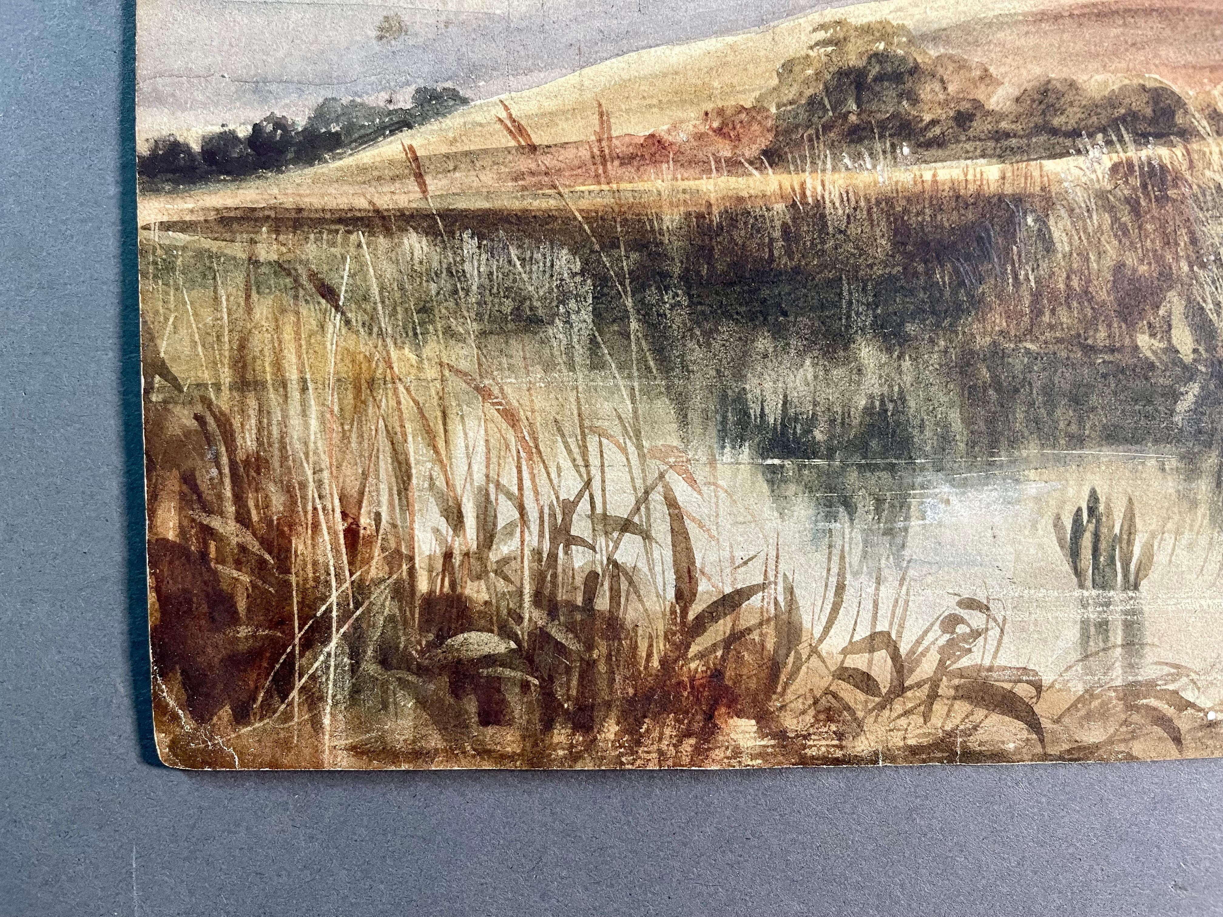 David Bates Aquarelle Paysage 19ème siècle Double face État moyen - En vente à Roma, IT