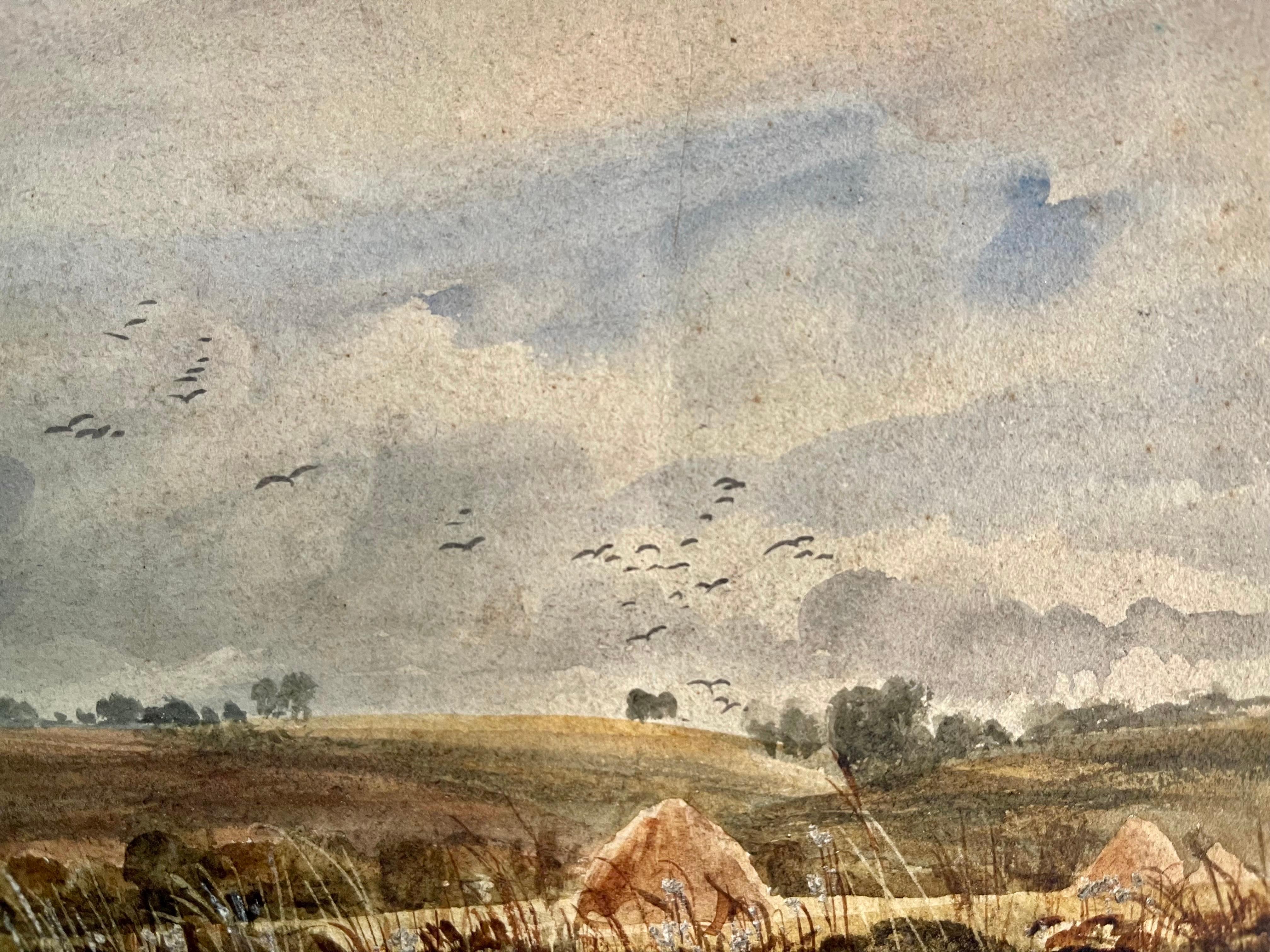 XIXe siècle David Bates Aquarelle Paysage 19ème siècle Double face en vente