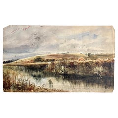 David Bates Watercolour Landscape 19th Century Double-Face