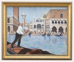 David Baxter (b.1942) - Framed 20th Century Oil, Gondolas of Venice