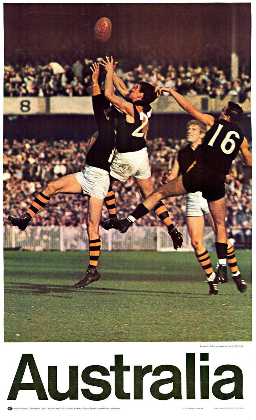 Poster sportivo d'epoca originale dell'Australia, Australian Rules - VFL (AFL)