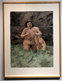 Lust, From the Seven Deadly Sins Series, Nude Figures, Oil on Watercolor Paper