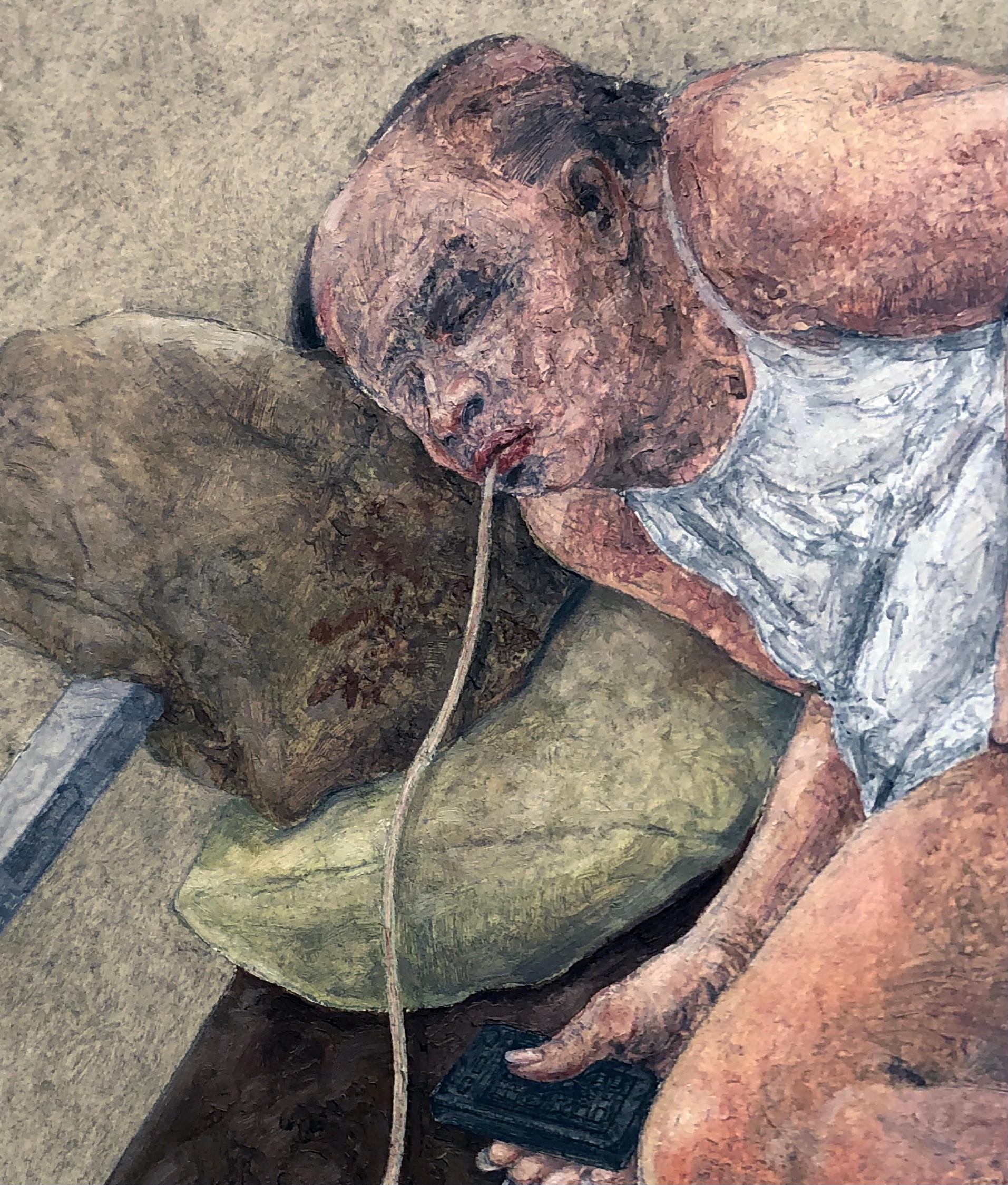 Sloth, de la série « Seven Deadly Sins », figures nues, huile sur papier aquarelle en vente 2