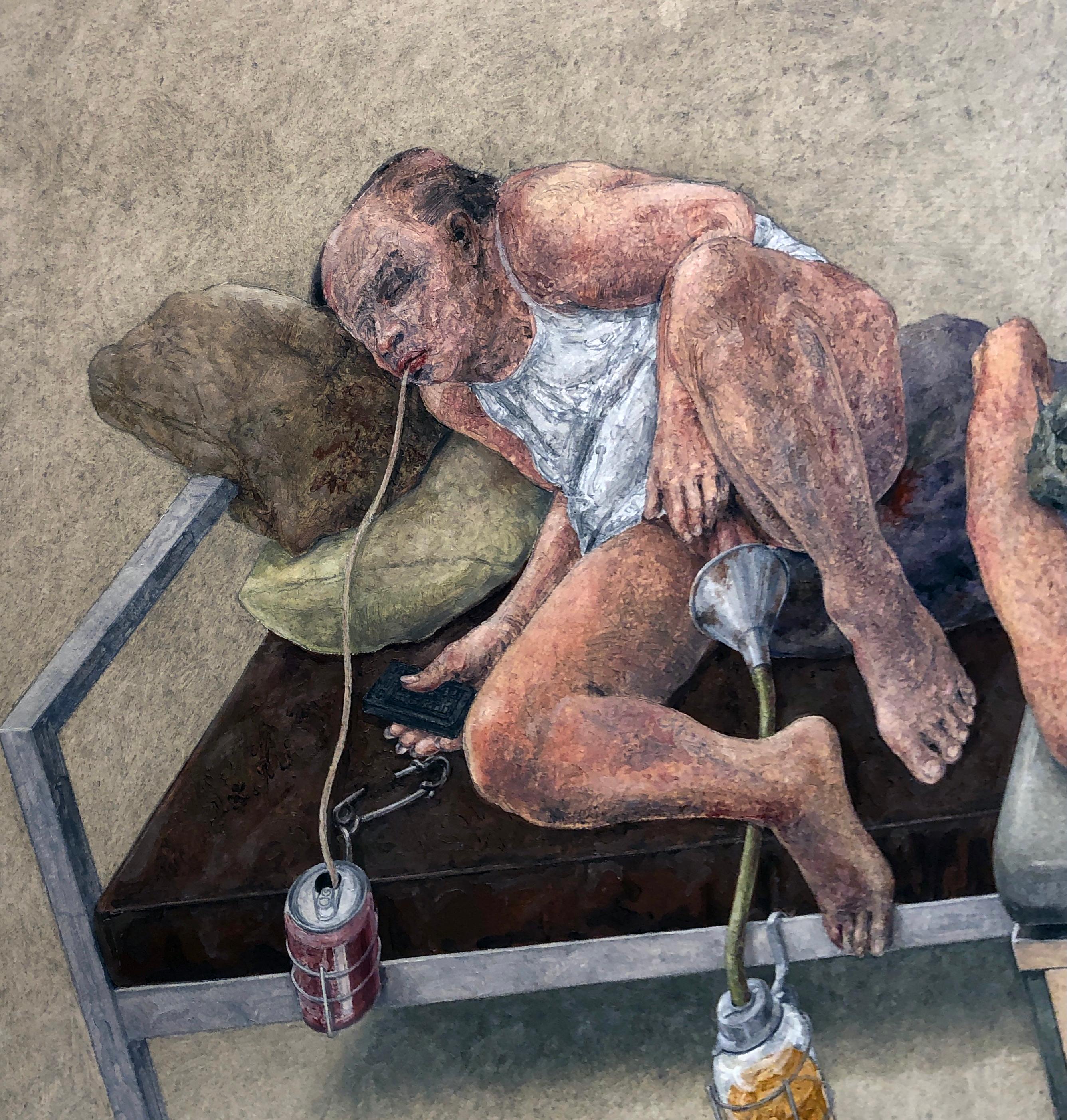 Sloth, de la série « Seven Deadly Sins », figures nues, huile sur papier aquarelle en vente 3