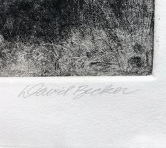 Light Rail, Etching, Heads on a Rail Car Traveling Through a Surreal Landscape