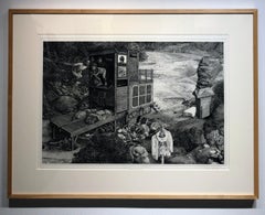 Monuments - Highly Detailed Allegorical, Surreal Etching with Multiple Figures