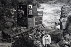 Monuments - Highly Detailed Allegorical, Surreal Etching with Multiple Figures