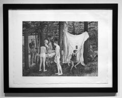 Union Grove Picnic -Surreal Allegorical Landscape with Multiple Figures, Etching