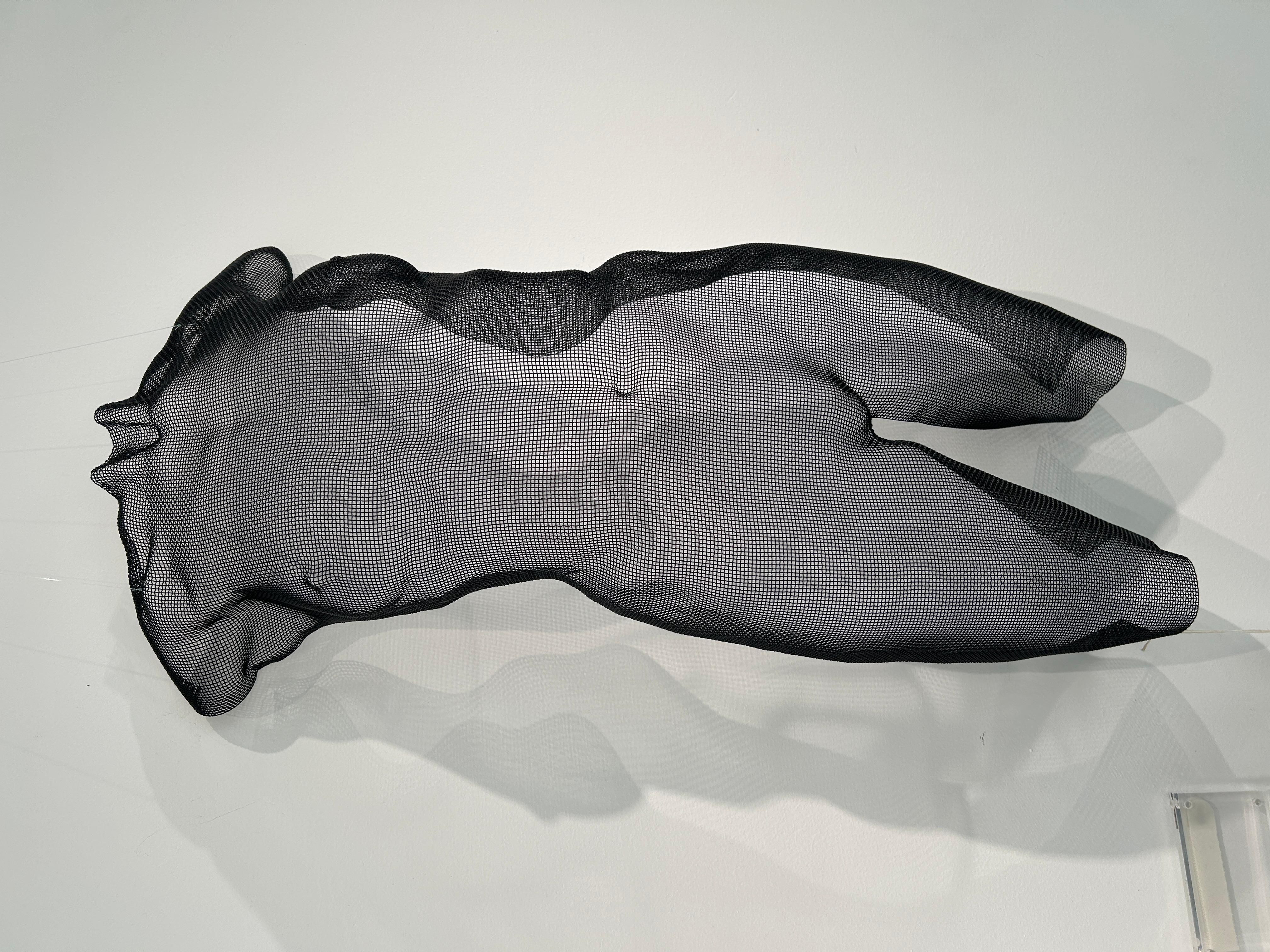 UFORM, 2023, scultura in maglia d'acciaio - Figurative Sculpture Oro di David Begbie