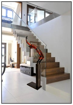 David Bennett Large Original Blown Glass Bronze Sculpture Signed Male Acrobat