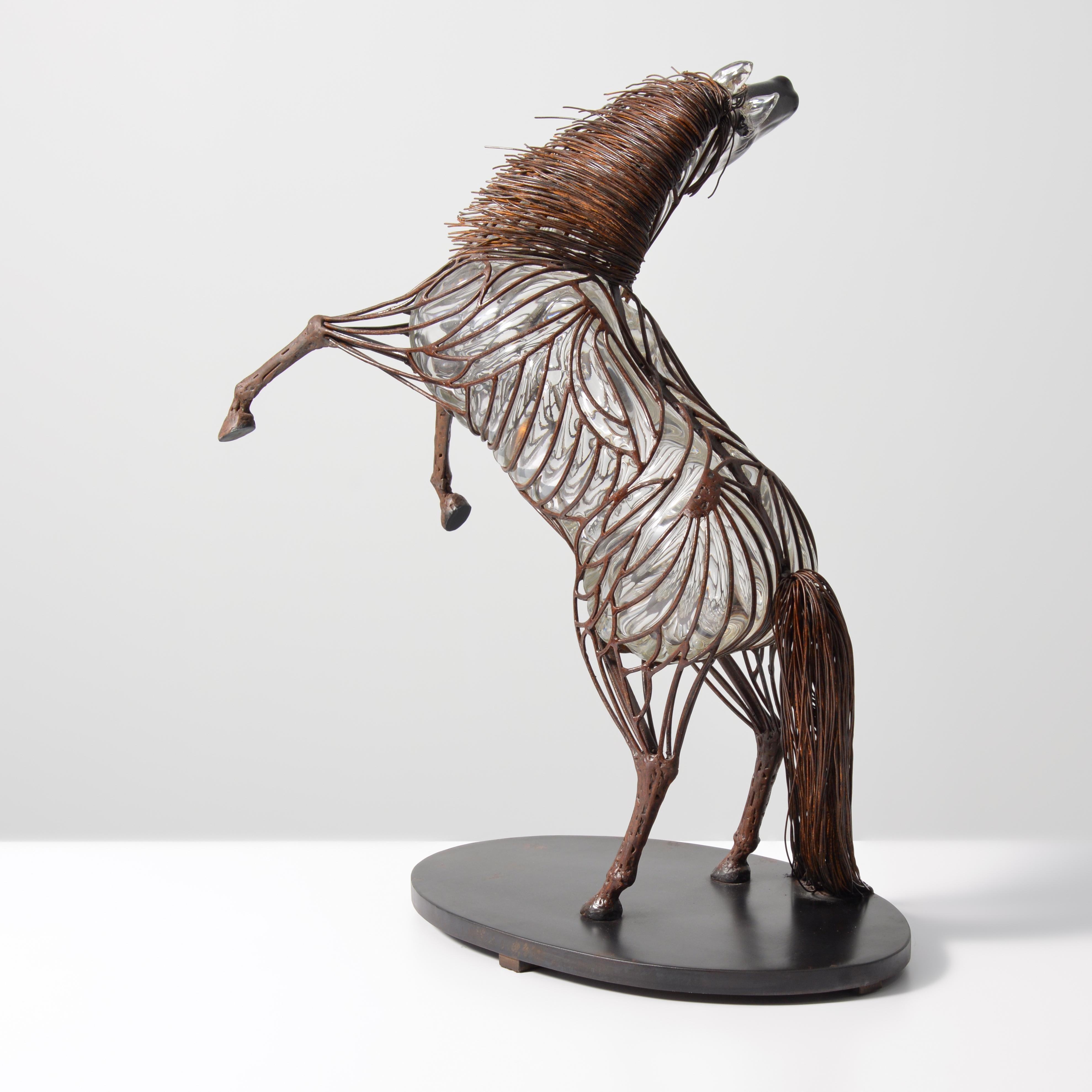 David Bennett STEEL REARING HORSE Sculpture, 29
