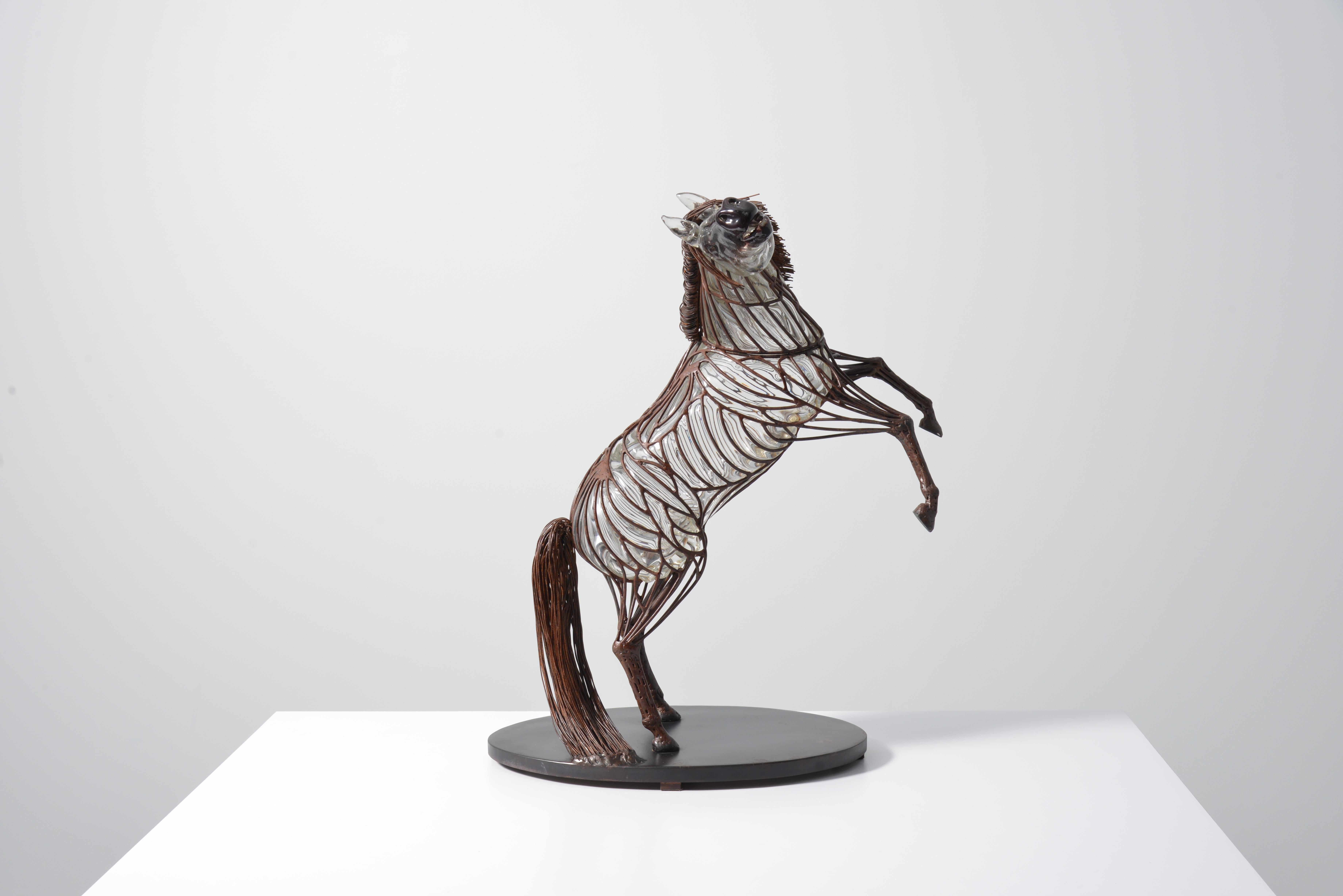 Artist/Designer; Manufacturer: David Bennett (American, b. 1941)
Marking(s); notes: no marking(s) apparent
Materials: blown glass, steel
Dimensions (H, W, D): 29