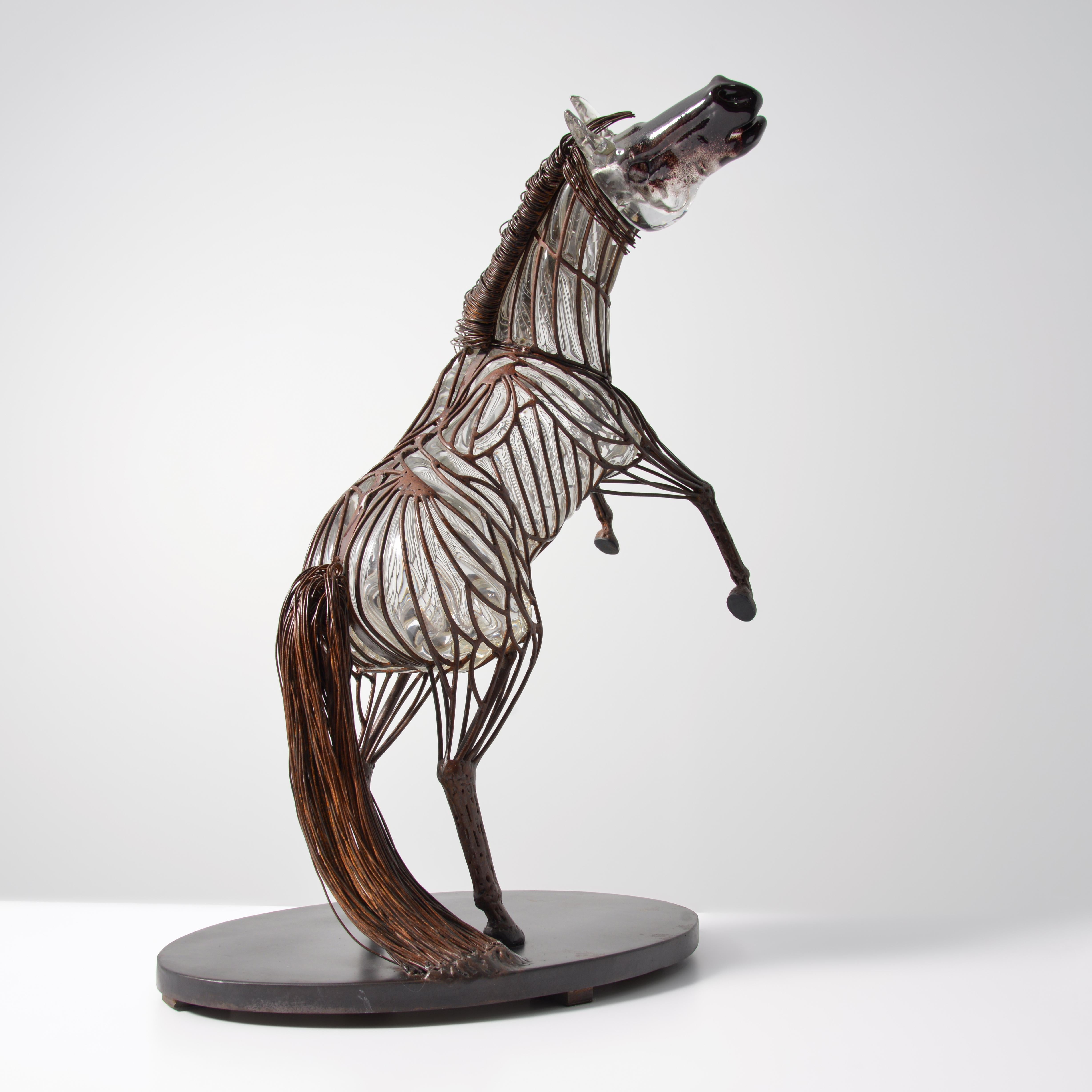 American David Bennett STEEL REARING HORSE Sculpture, 29