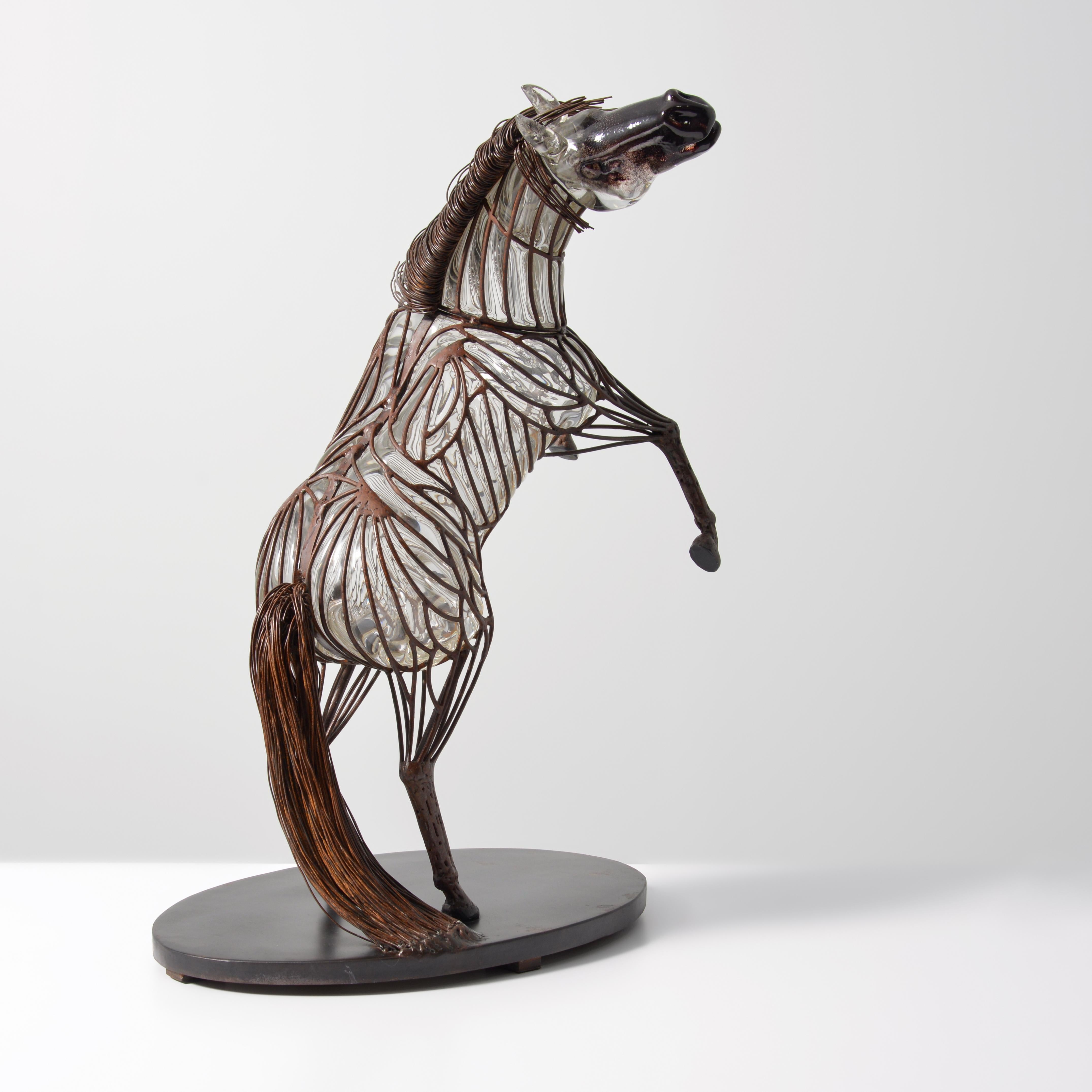 20th Century David Bennett STEEL REARING HORSE Sculpture, 29
