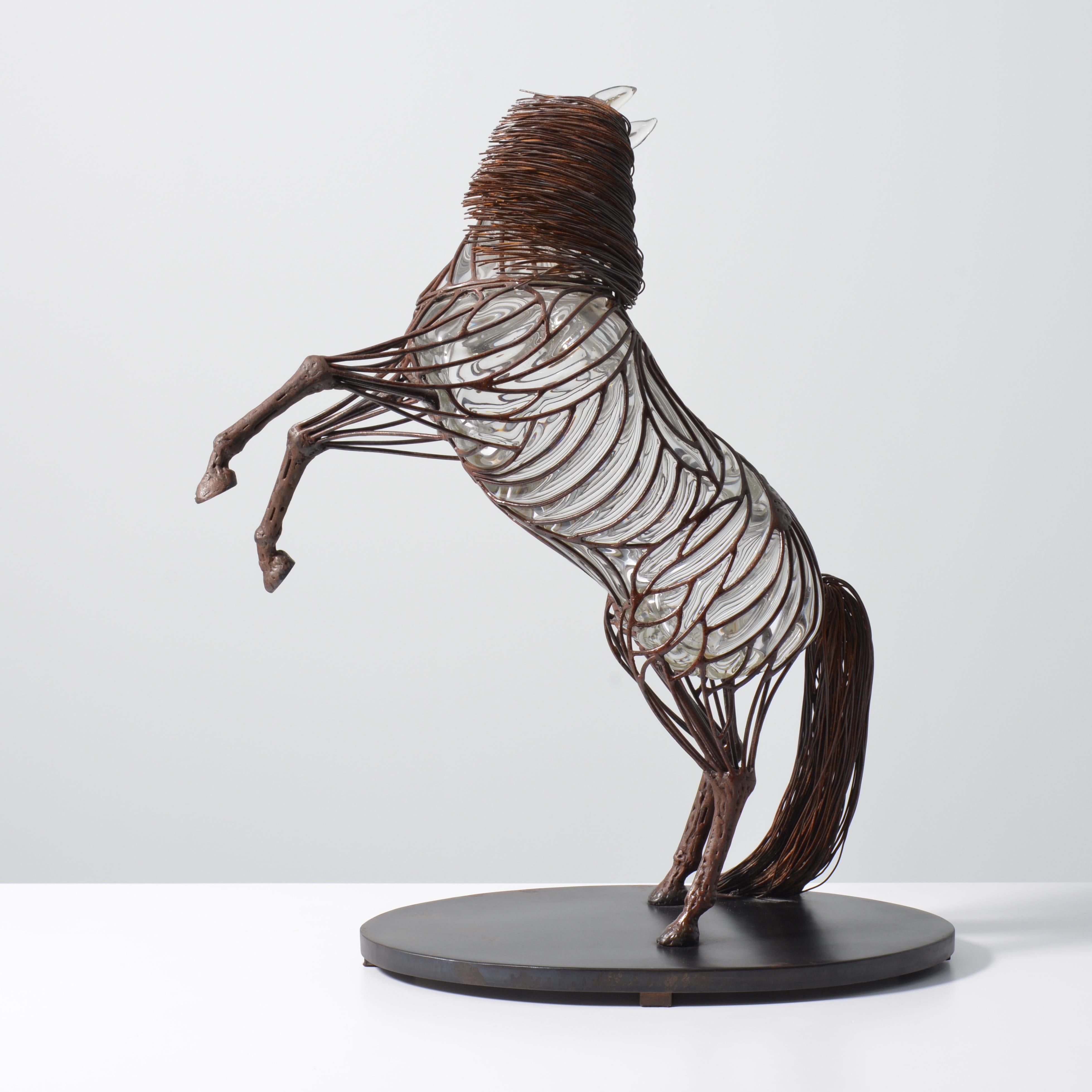 David Bennett STEEL REARING HORSE Sculpture, 29