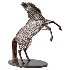 David Bennett STEEL REARING HORSE Sculpture, 29"H