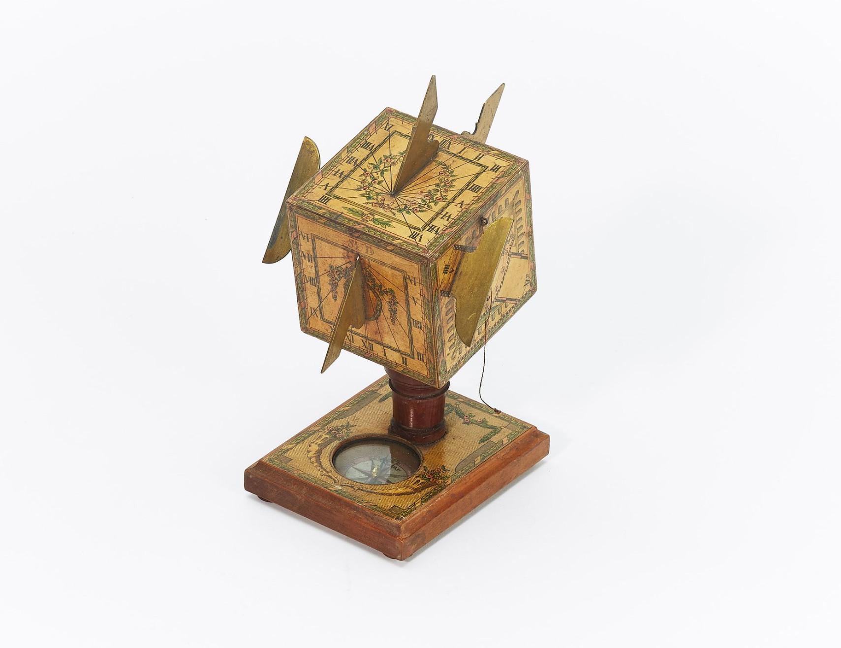 Neoclassical David Beringer (1756-1821) Polyhedral Wooden Sundial For Sale