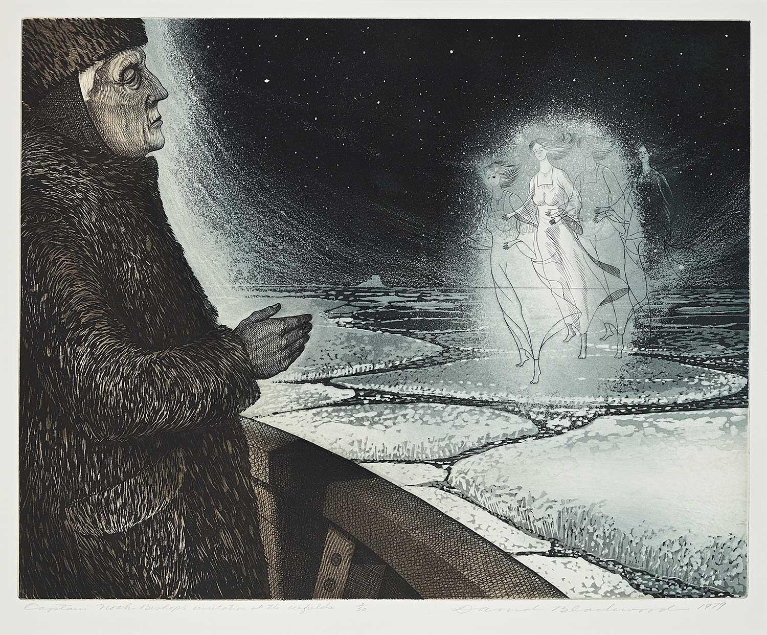 Captain Noah Bishop's Visitation at the Icefields - Print by David Blackwood