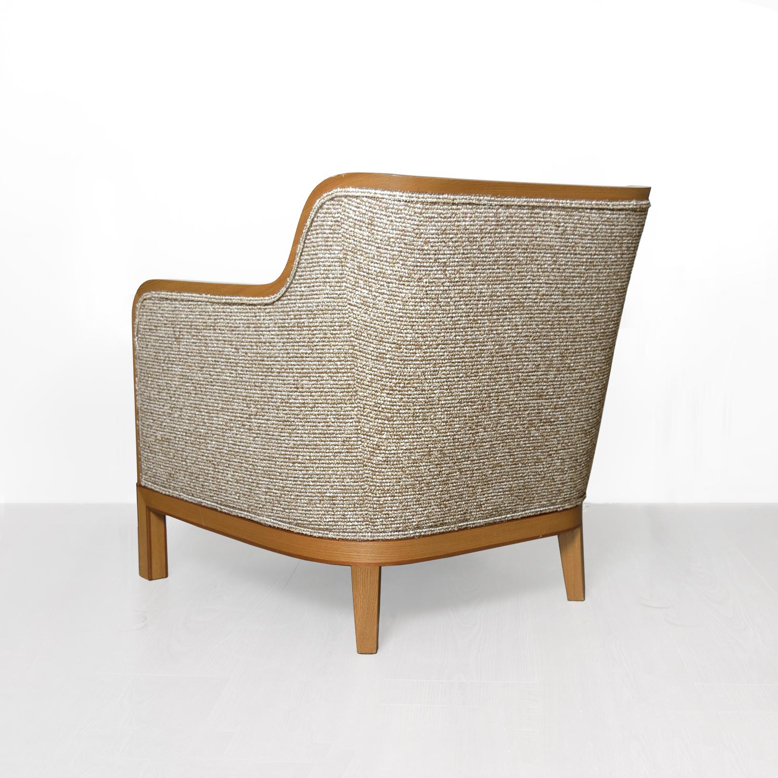Fabric David Blomberg designed Swedish Art Deco pair of elm lounge chairs  For Sale
