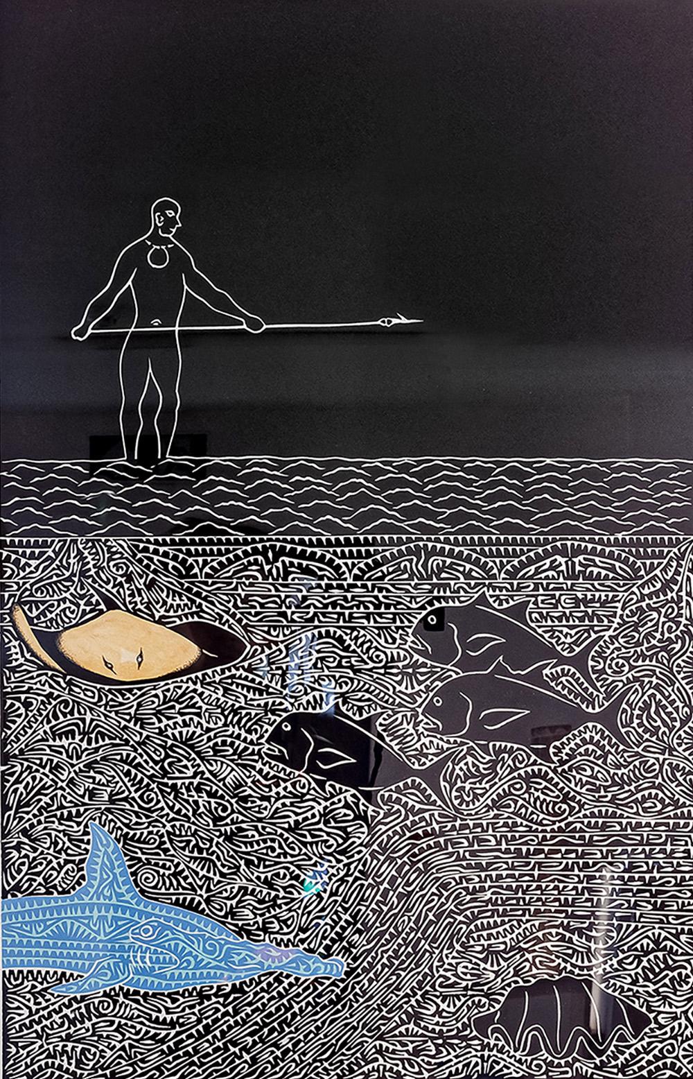 Gathiya Sanik - Contemporain Print par David Bosun