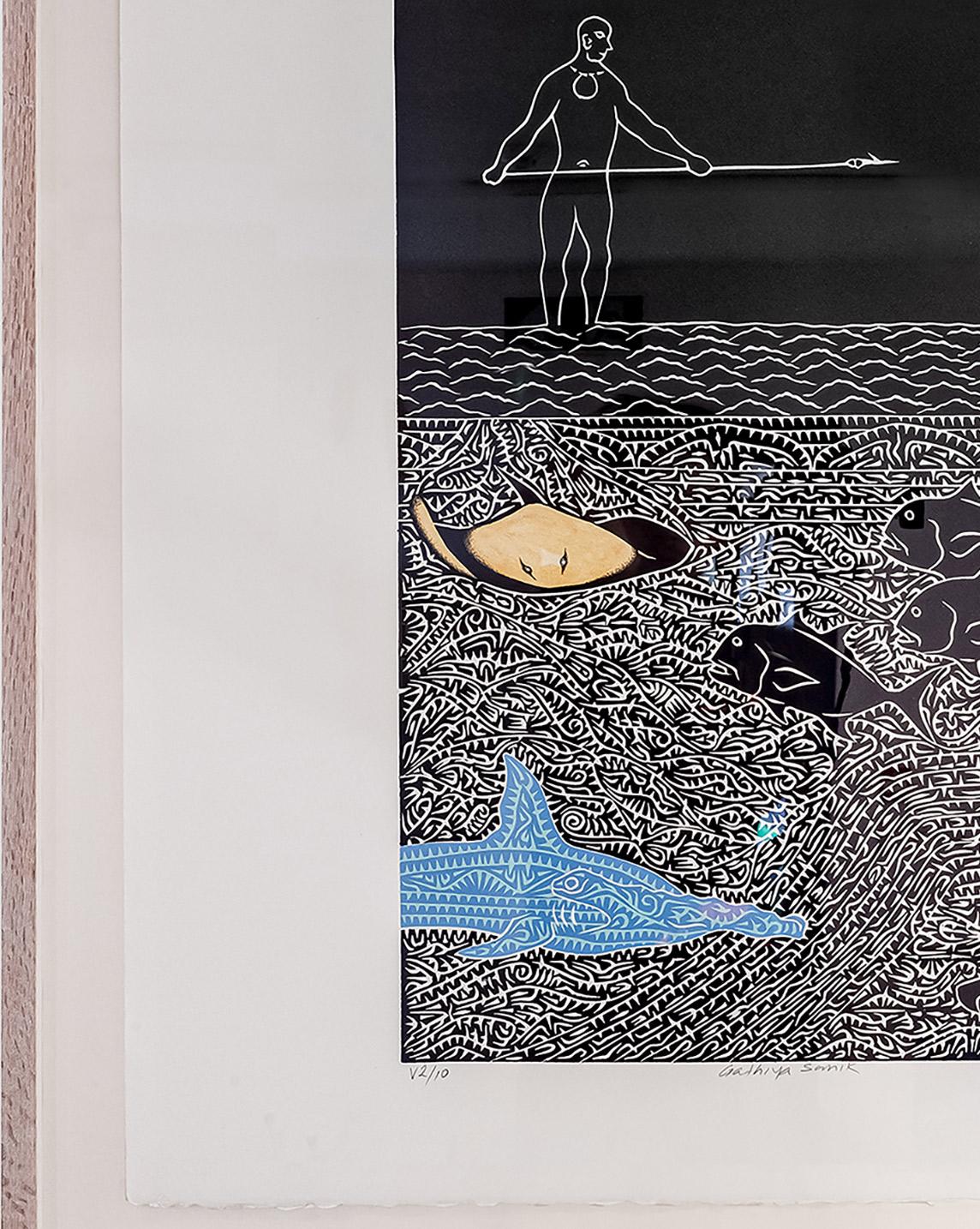 Gathiya Sanik - Gris Animal Print par David Bosun