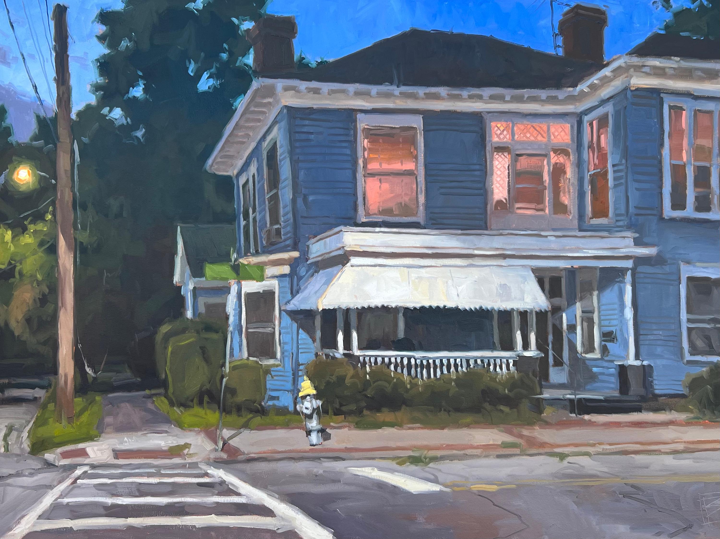 David Boyd Landscape Painting - "Daybreak" - house painting - architecture - suburbs - plein-air